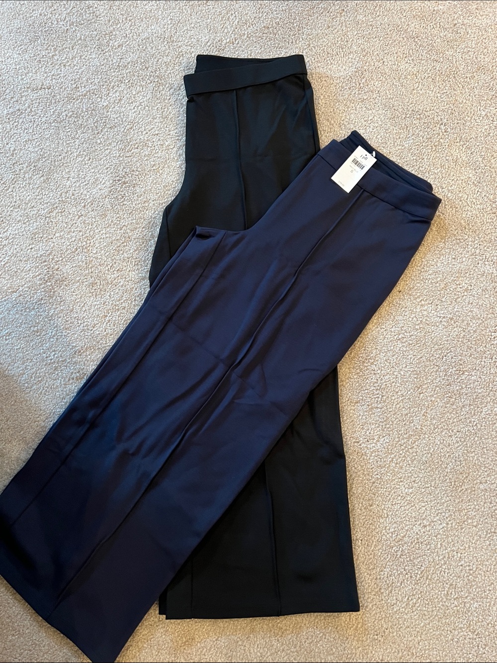 J. Jill Wide Leg Pull-On Creased Cropped Pants in Navy and Black